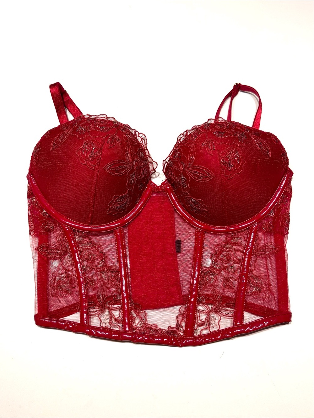 Dark Red Lace Longline Bustier Bra